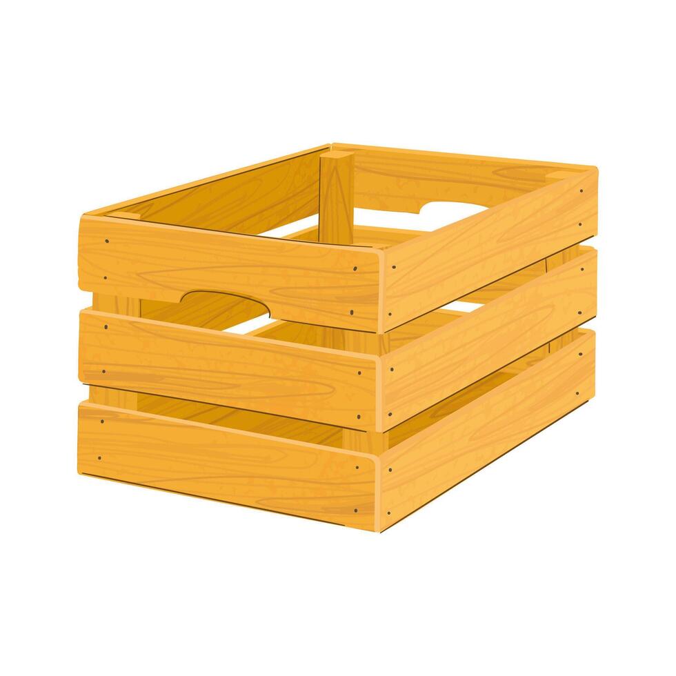 Colorful Illustration of a Wooden Box Isolated on White Background vector