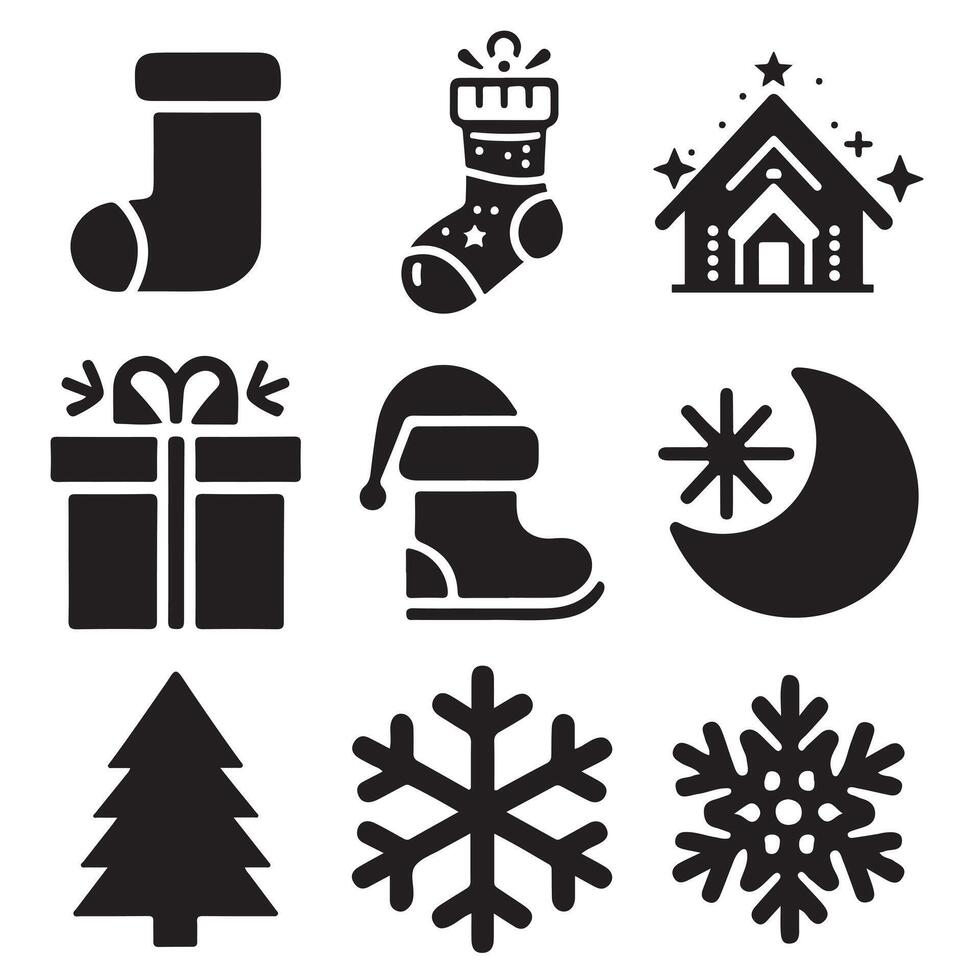 Christmas Icons Set On White Background vector
