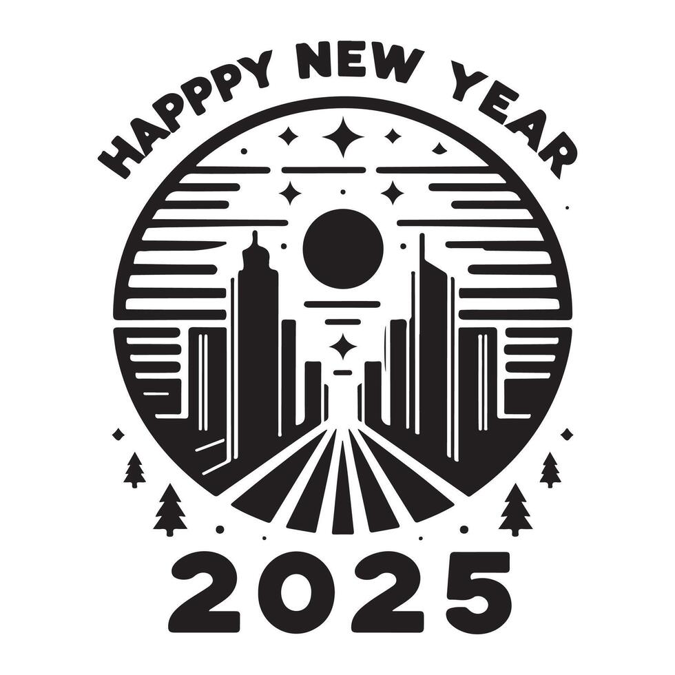 2025 New Year Celebration with City Lights vector