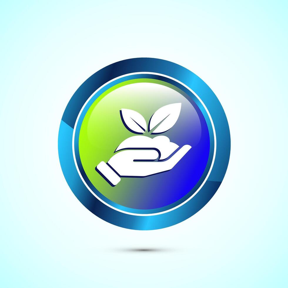 Plant icon design illustration, Sprout icon for apps and webs, Glossy Round Button Design vector