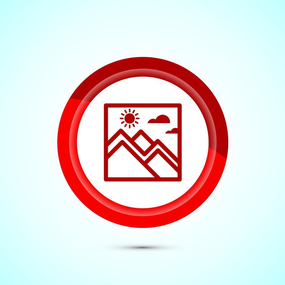 Nature icon design illustration, Outdoor icon, Ecology nature element, Red Color Button Design vector
