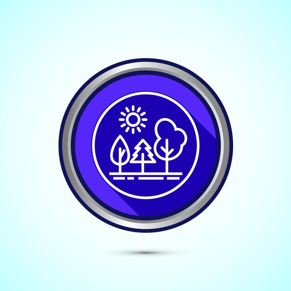 Nature icon design illustration, Outdoor icon, Ecology nature element, Blue Shadow Button Design vector