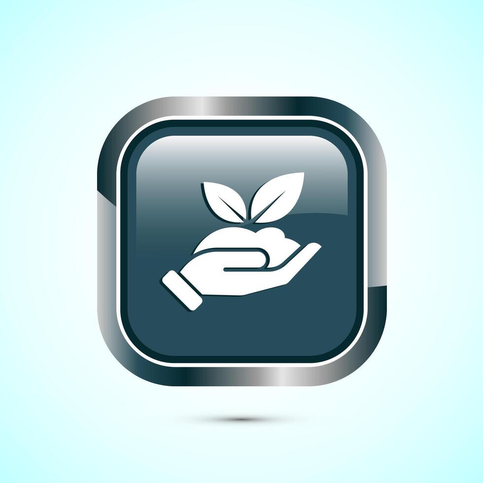 Plant icon design illustration, Sprout icon for apps and webs, Gray Color Square Button Design vector
