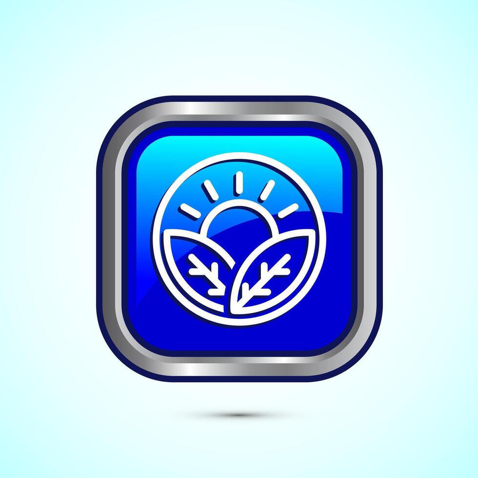 Nature icon design illustration, Outdoor icon, Ecology nature element, Blue Color Square Button Design vector
