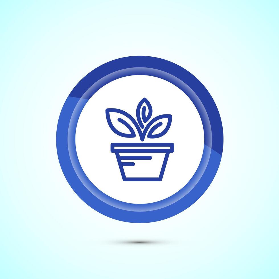 Plant icon design illustration, Sprout icon for apps and webs, Blue Color Button Design vector