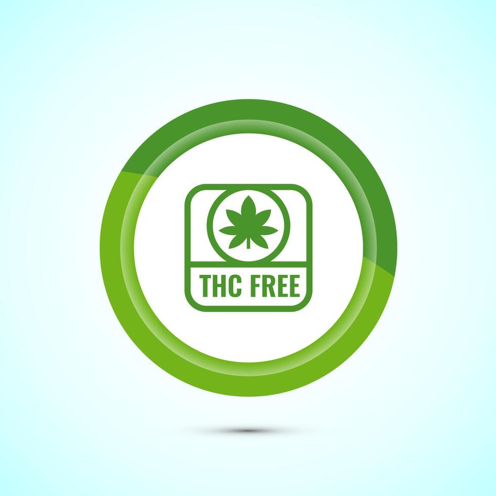 THC free icon design illustration, CBD hemp oil label, marijuana oil, Green Color Button Design vector