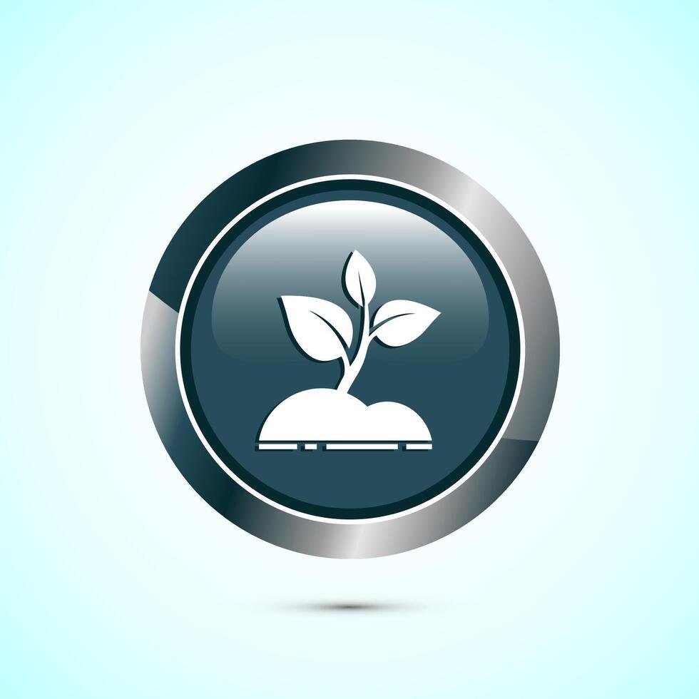 Plant icon design illustration, Sprout icon for apps and webs, Gray Color Round Button Design vector