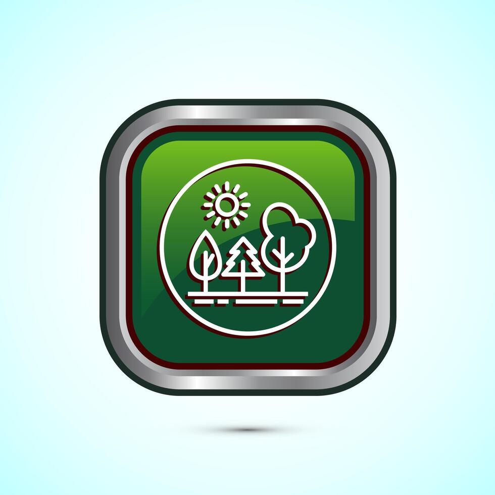 Nature icon design illustration, Outdoor icon, Ecology nature element, Green Color Square Button Design vector