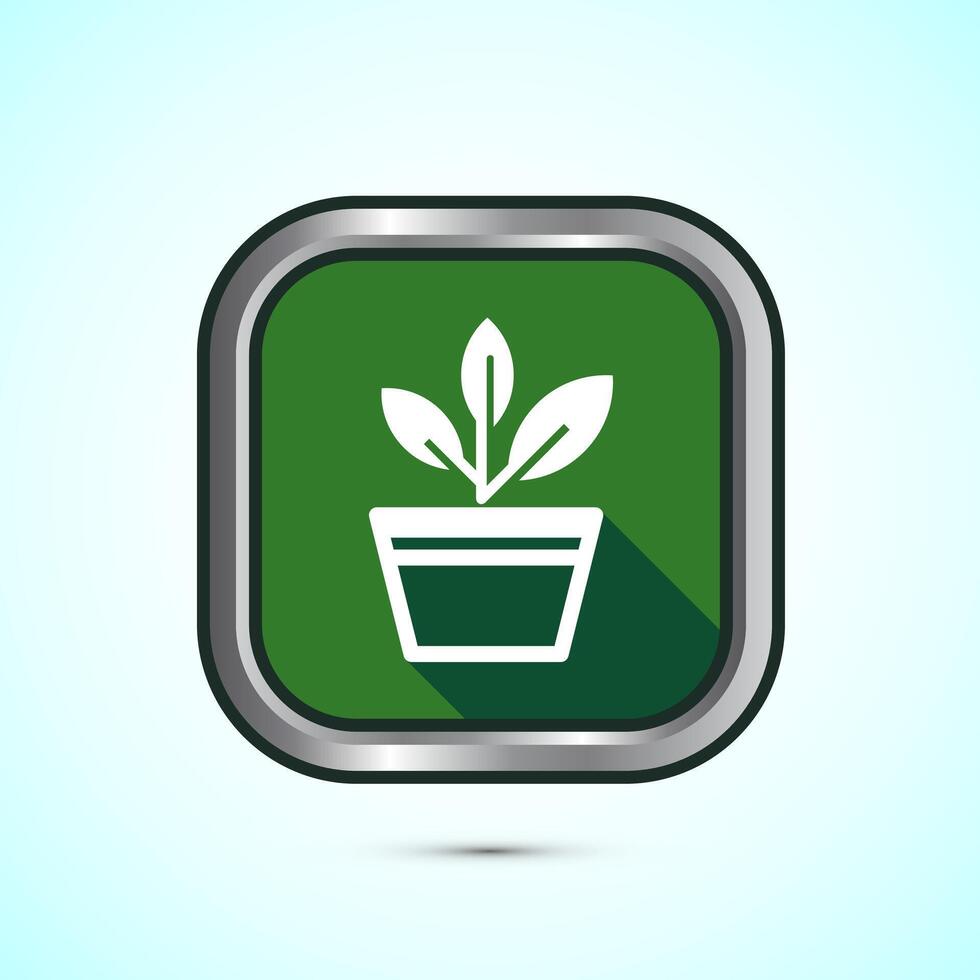 Plant icon design illustration, Sprout icon for apps and webs, Green Shadow Button Design vector