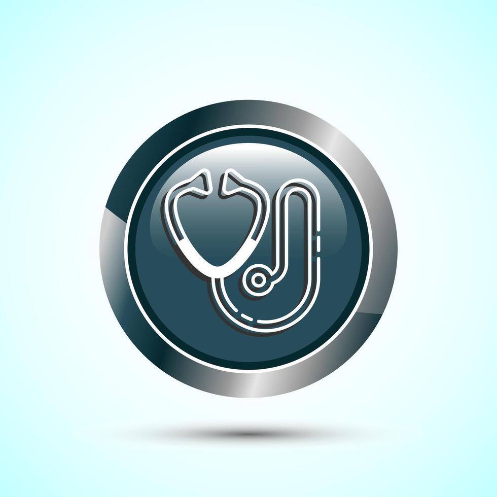 Stethoscope icon design illustration. Doctor stethoscope medical device icon, Gray Color Round Button Design vector