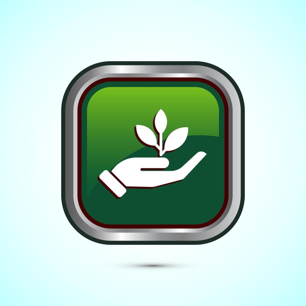 Plant icon design illustration, Sprout icon for apps and webs, Green Color Square Button Design vector