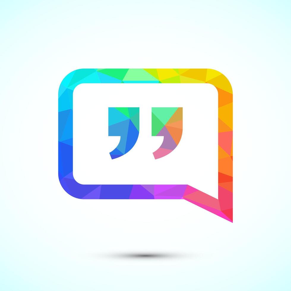 Testimonial icon, Quotation mark sign low poly style vector