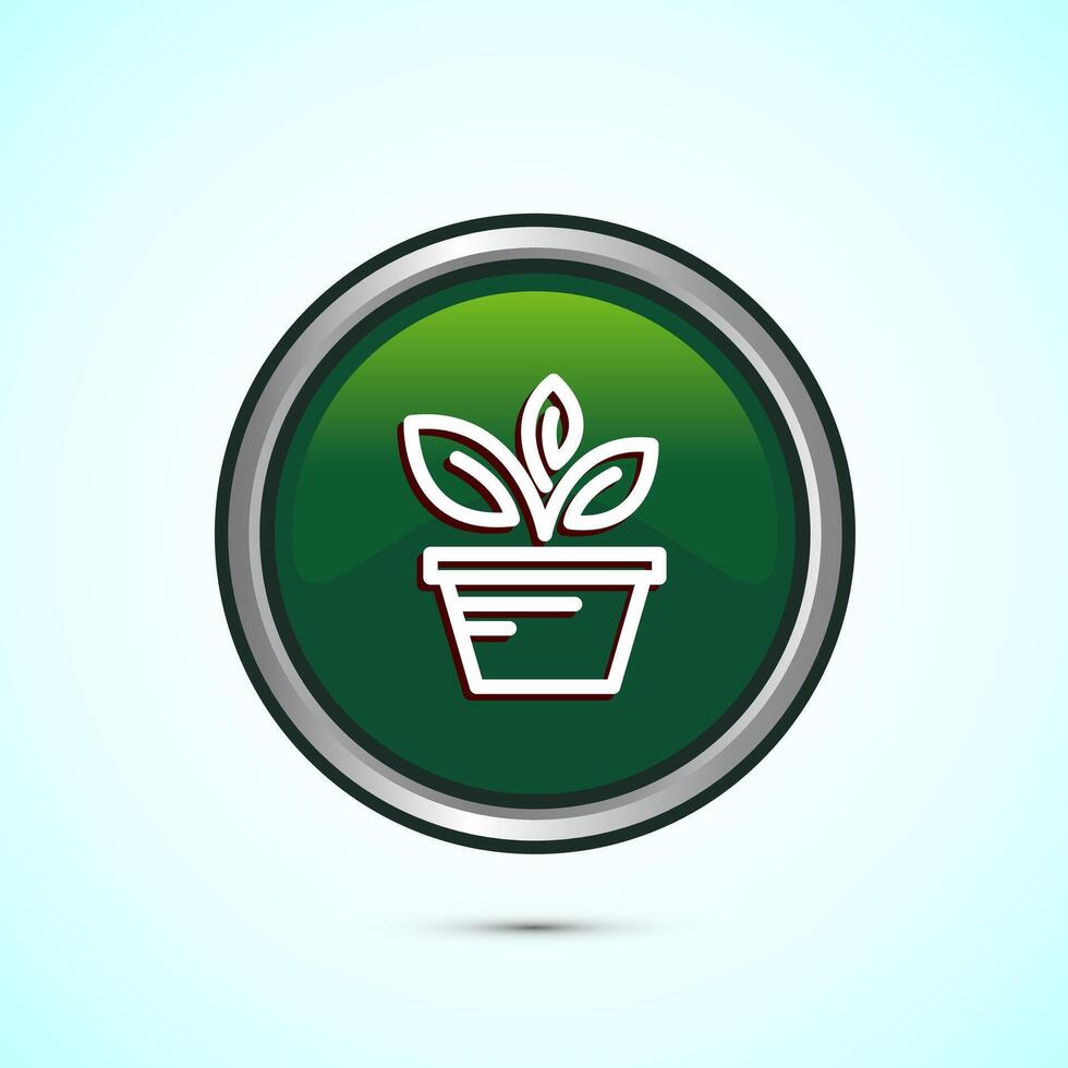 Plant icon design illustration, Sprout icon for apps and webs, Green Color Round Button Design vector
