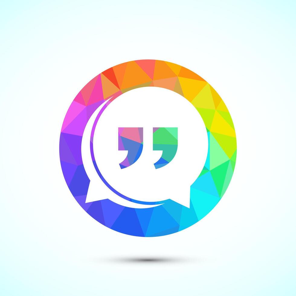 Testimonial icon, Quote icon, Quotation mark sign low poly style vector