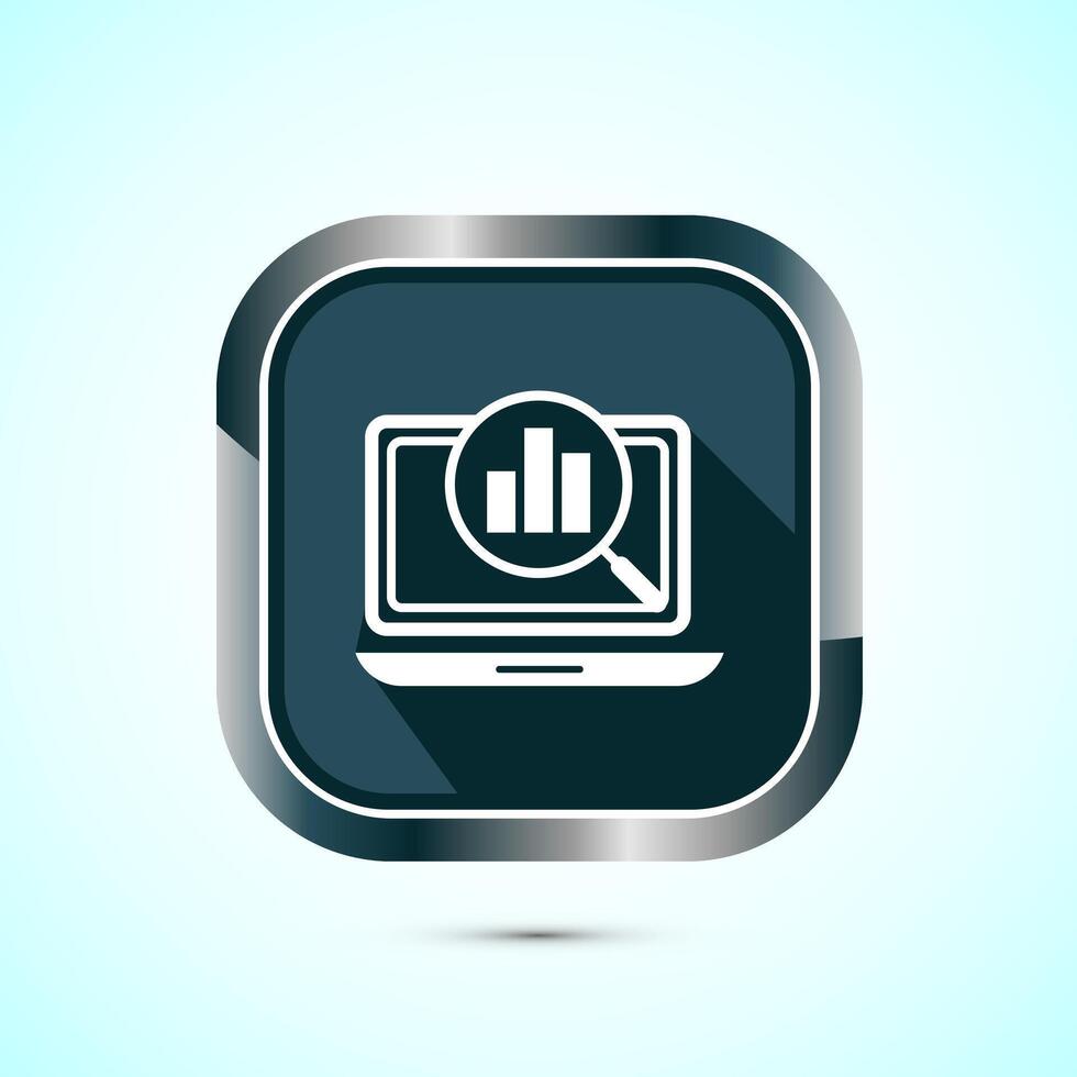 Data analytics icon design illustration. Market research, analytic icon, Gray Shadow Button Design vector