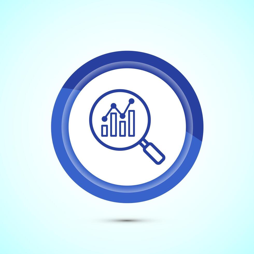 Data analytics icon design illustration. Market research, analytic icon, Blue Color Button Design vector