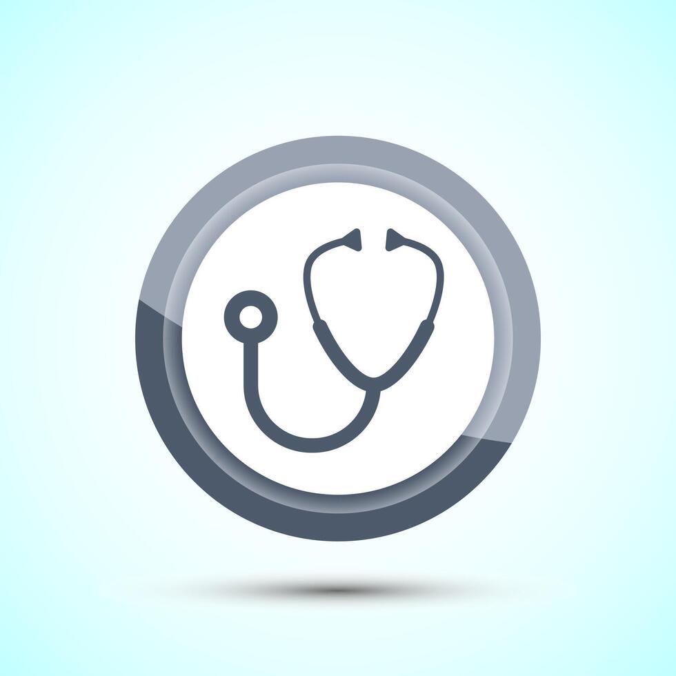 Stethoscope icon design illustration. Doctor stethoscope medical device icon, Gray Color Button Design vector