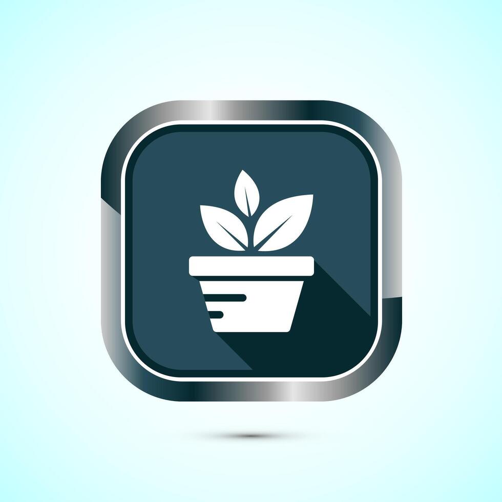 Plant icon design illustration, Sprout icon for apps and webs, Gray Shadow Button Design vector