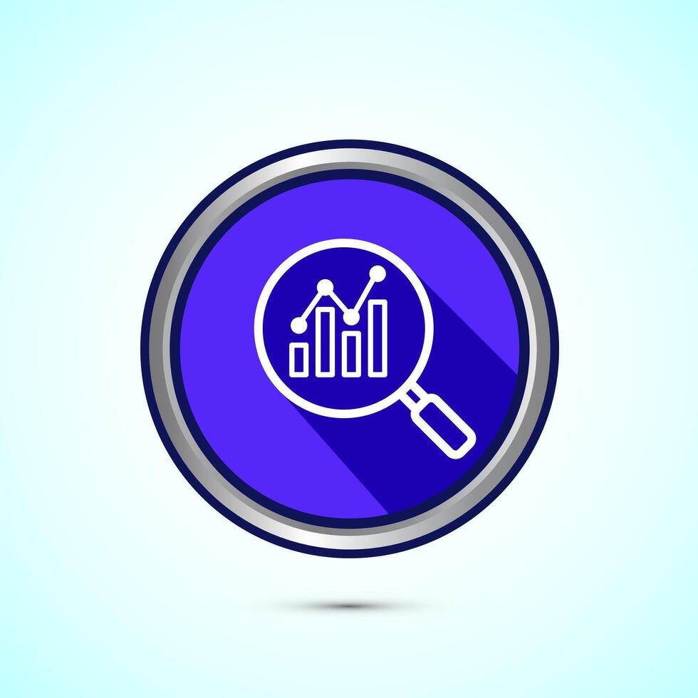 Data analytics icon design illustration. Market research, analytic icon, Blue Shadow Button Design vector