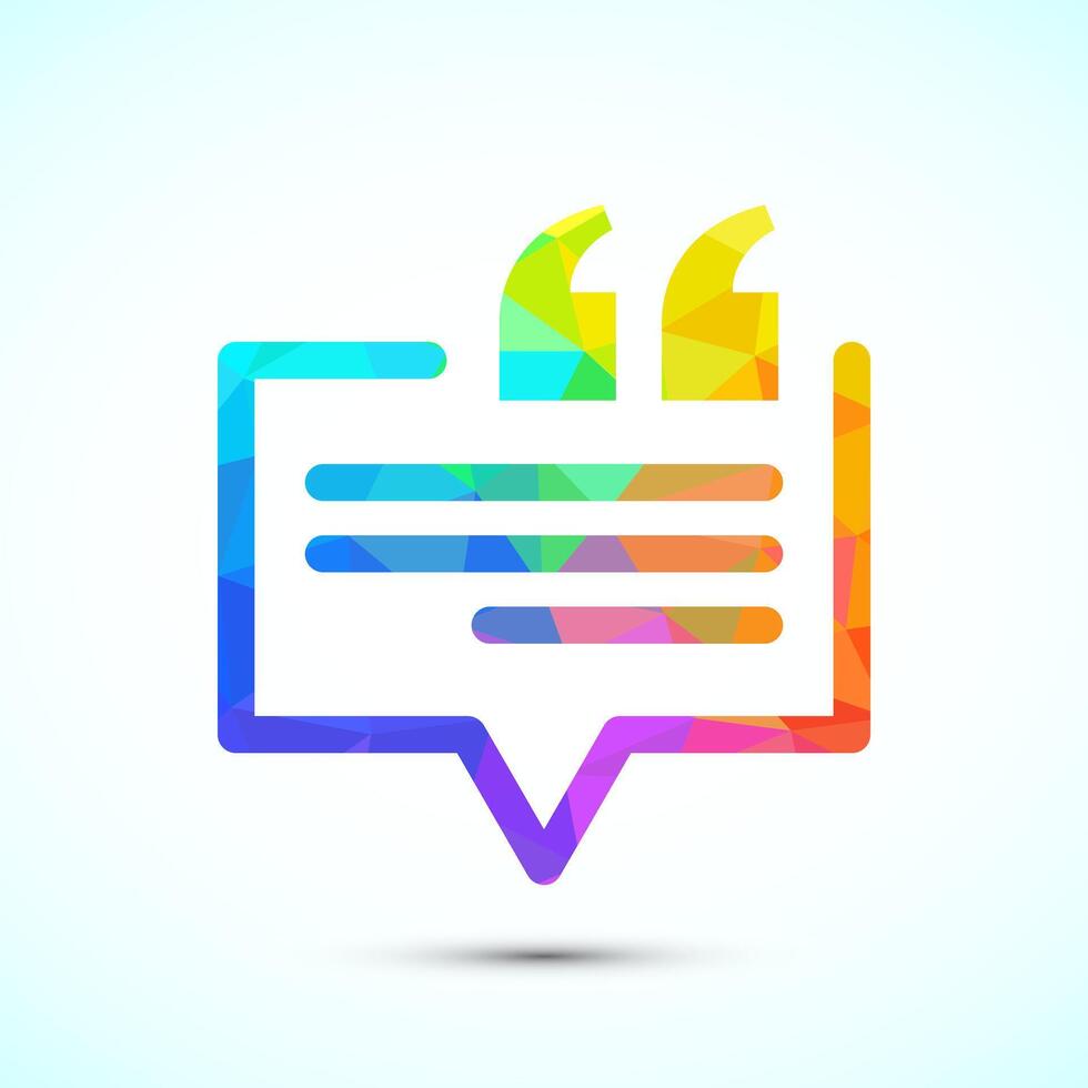 Testimonial icon, Quotation mark sign low poly style, Quote icon vector