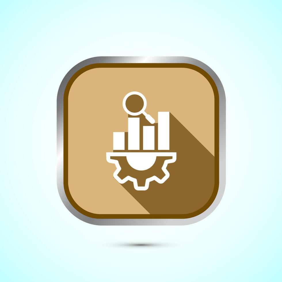 Data analytics icon design illustration. Market research, analytic icon, Gold Shadow Button Design vector