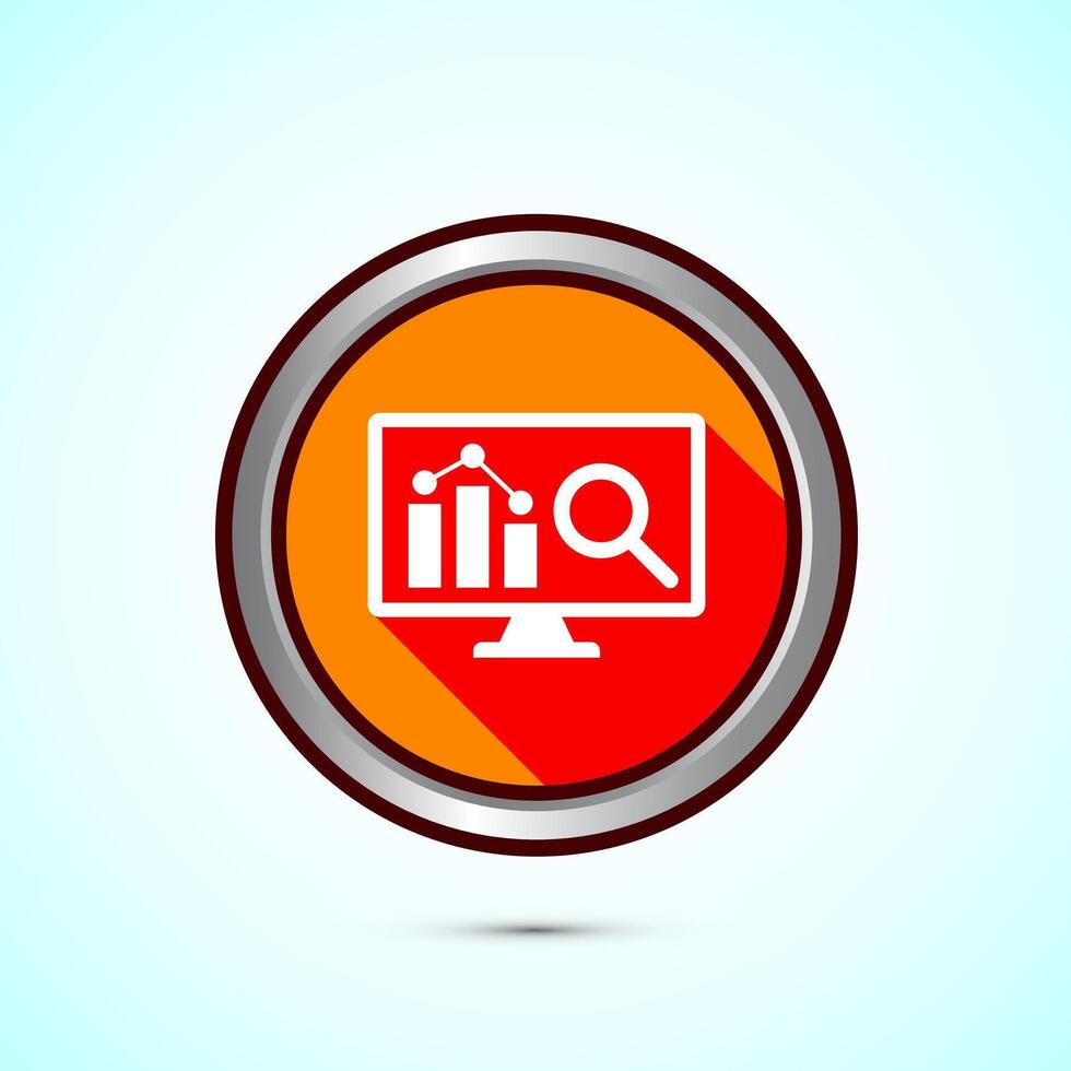 Data analytics icon design illustration. Market research, analytic icon, Orange Shadow Button Design vector