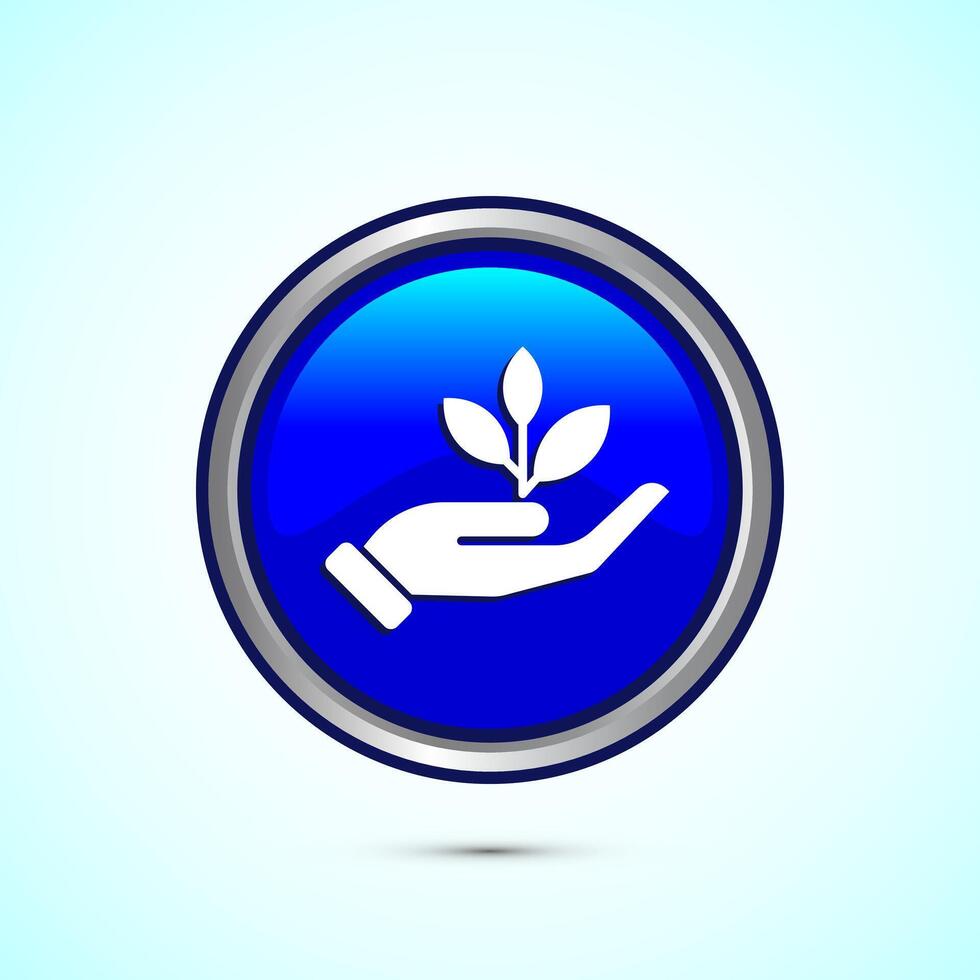 Plant icon design illustration, Sprout icon for apps and webs, Blue Color Round Button Design vector