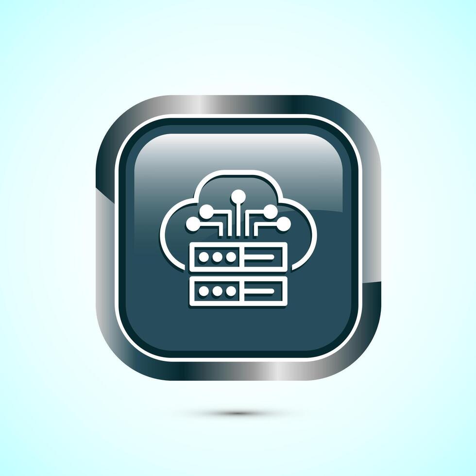 Cloud computing icon design illustration. Data storage and tech icon, Gray Color Square Button Design vector