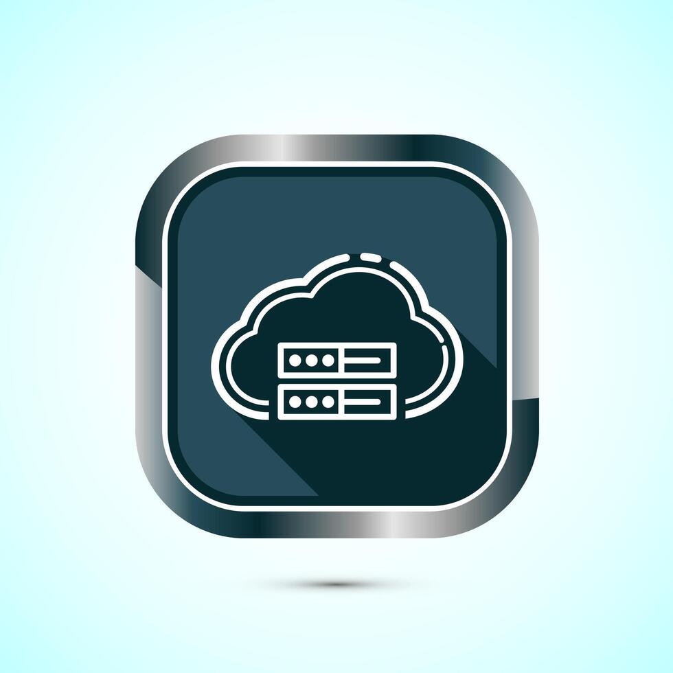 Cloud computing icon design illustration. Data storage and tech icon, Gray Shadow Button Design vector