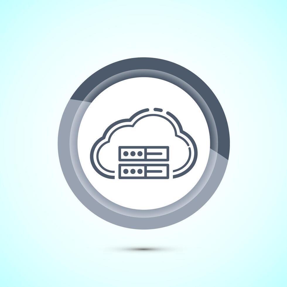 Cloud computing icon design illustration. Data storage and tech icon, Gray Color Button Design vector