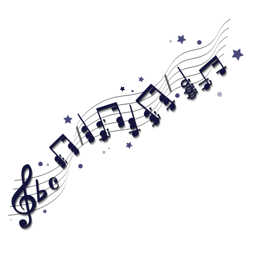 Floating musical note staves with music notes png