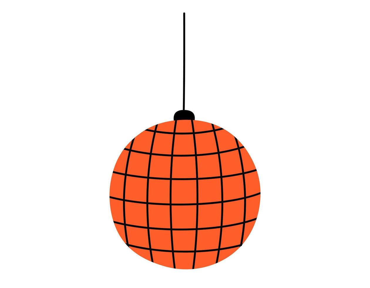 Hand drawn cute cartoon illustration of disco ball. Flat club sphere decoration sticker doodle. Nightlife festival. Retro music party concept icon. Celebration event. Isolated. vector