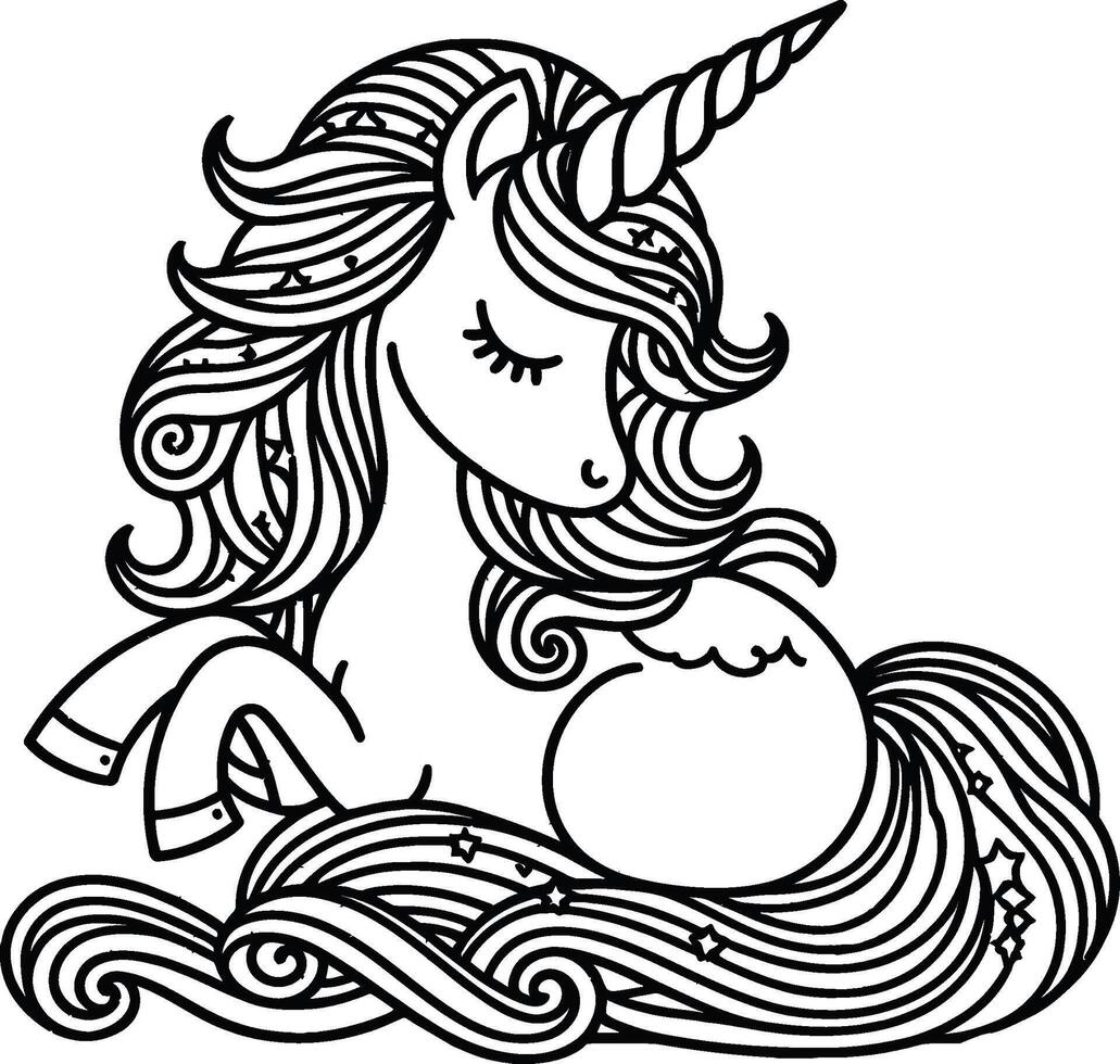 Unicorn coloring pages for kids vector