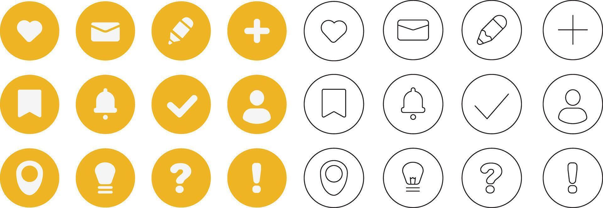Web icon set for social media post. Like, share, comment, save, and send buttons with heart, arrow, and follow symbols in a minimalist line design. vector