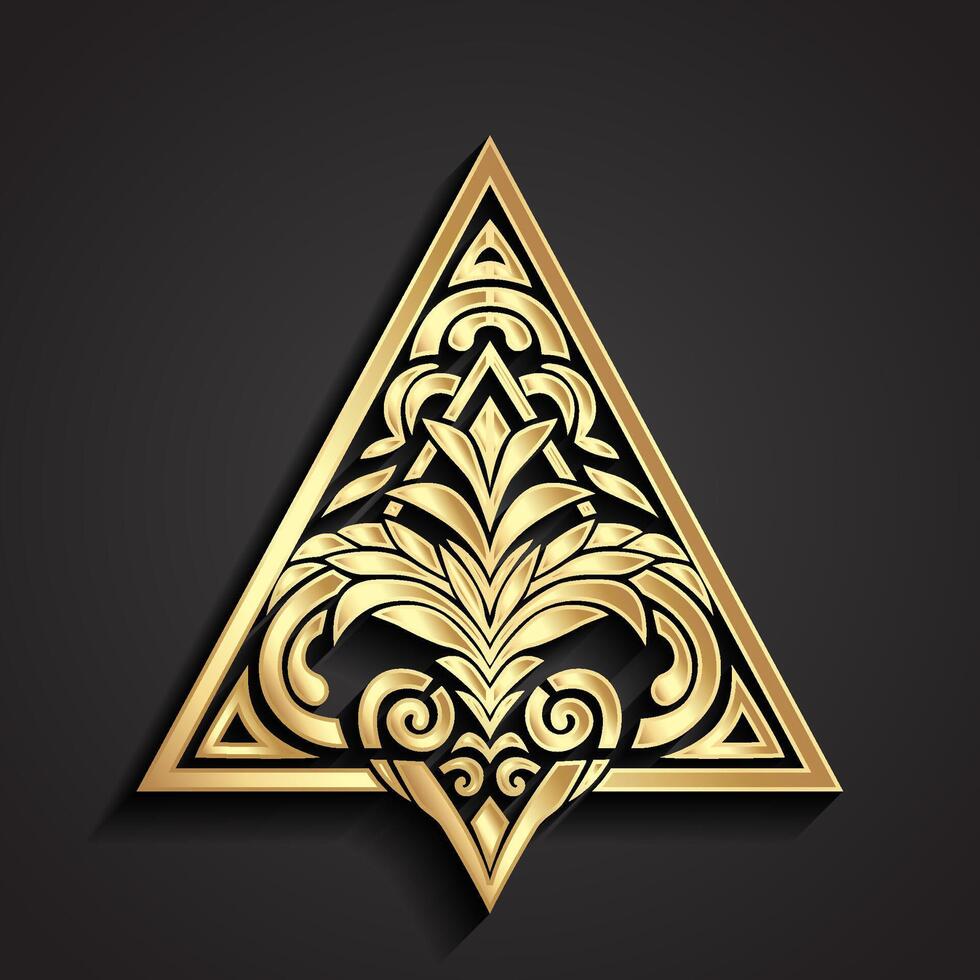 3d gold ornamental decorative triangle design element vector