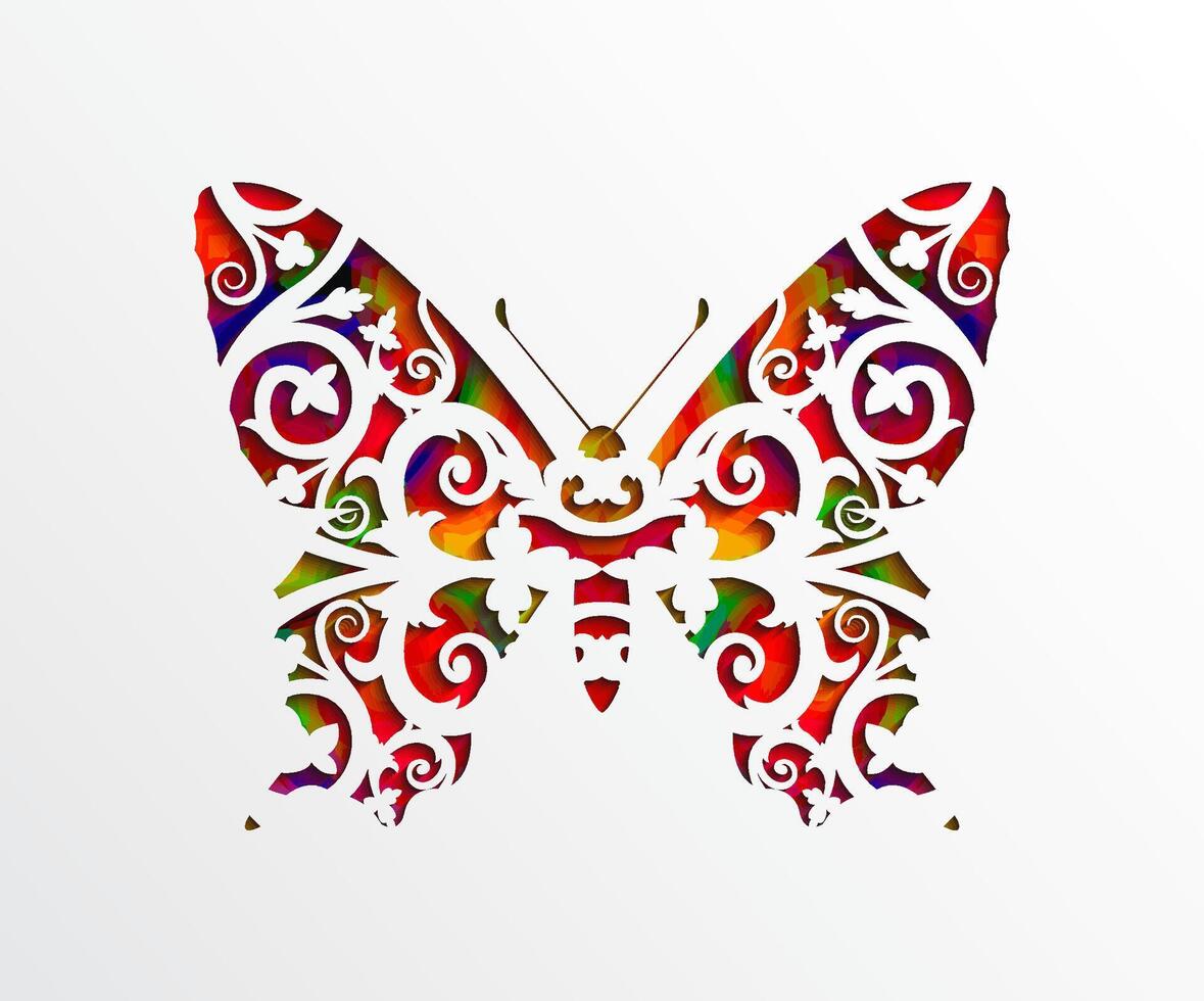 color ornamental butterfly cut out from white background vector