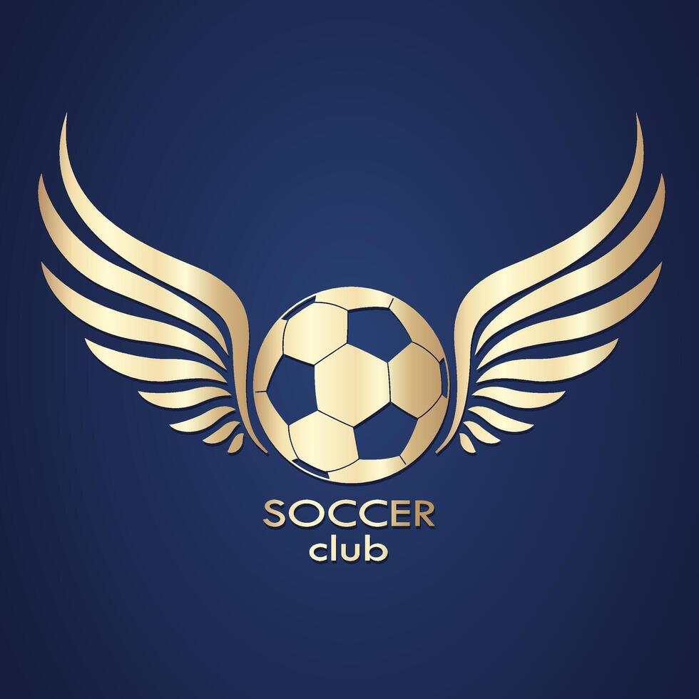 winged football gold logo soccer club symbol vector
