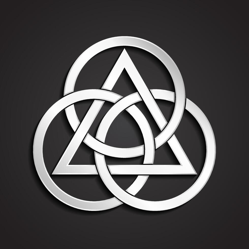 triangle and circles 3d geometric silver logo design vector