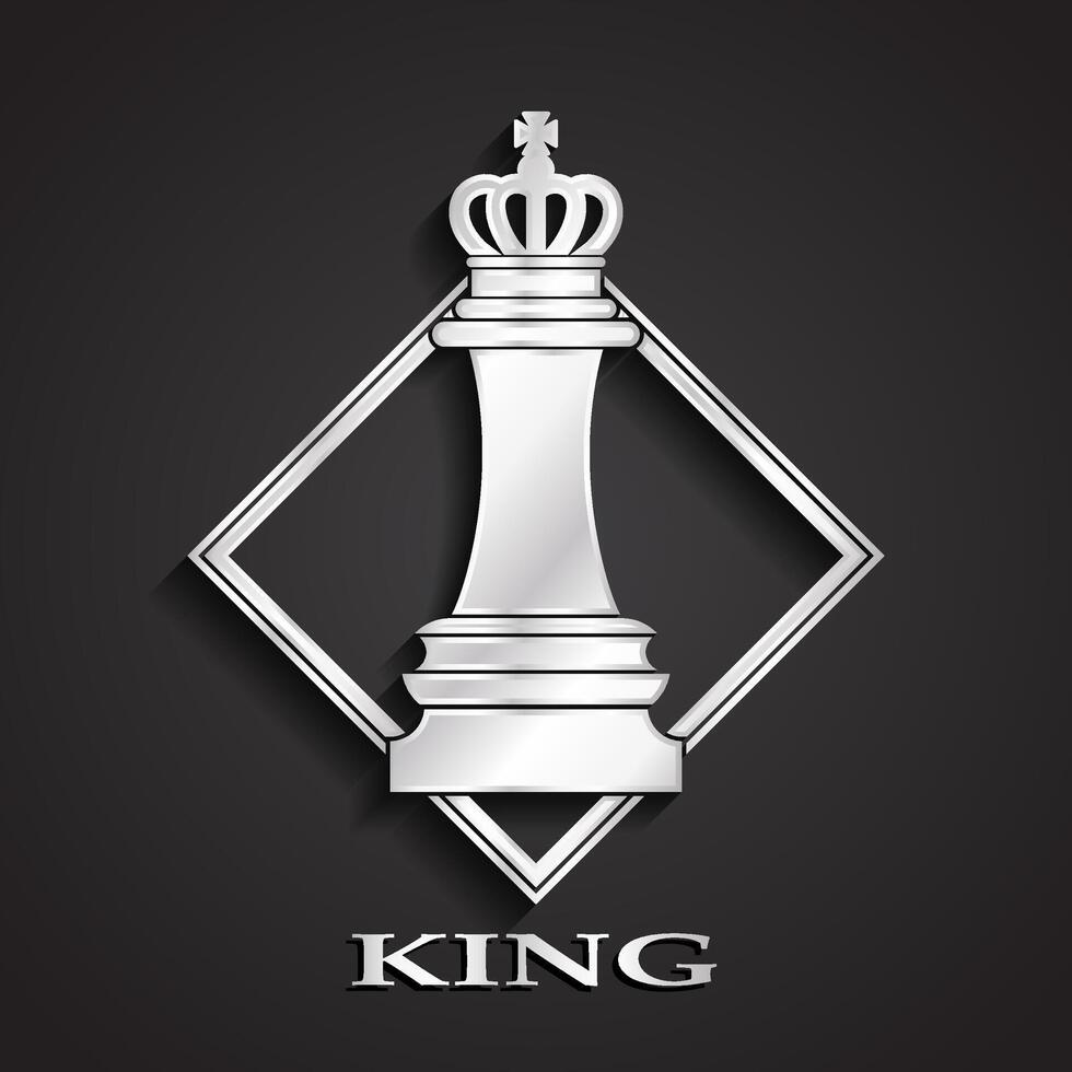 3d plata ajedrez Rey brillante logo vector
