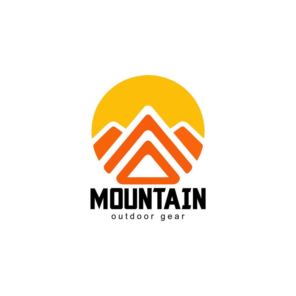 SIMPLE mountain logo with warm colors good for adventure brand logo vector