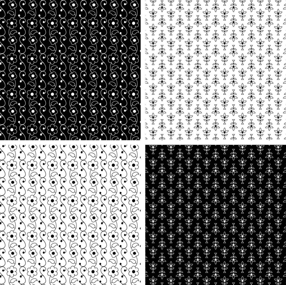 Indian black white buti seamless patterns vector