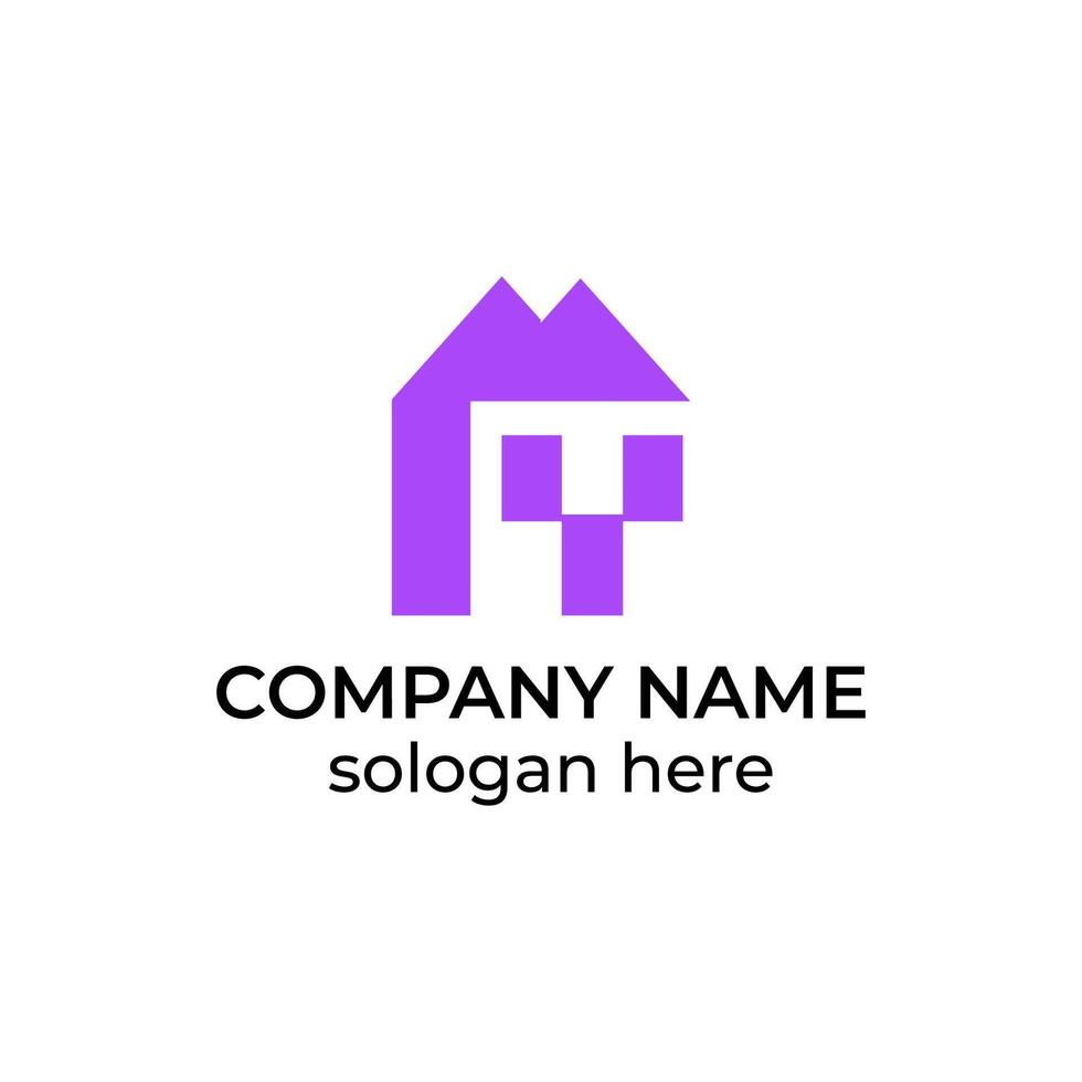 Simple home technology icon logo design vector