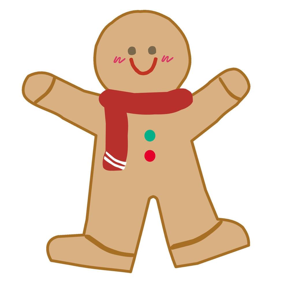 My gingerbread man cute style on white background vector