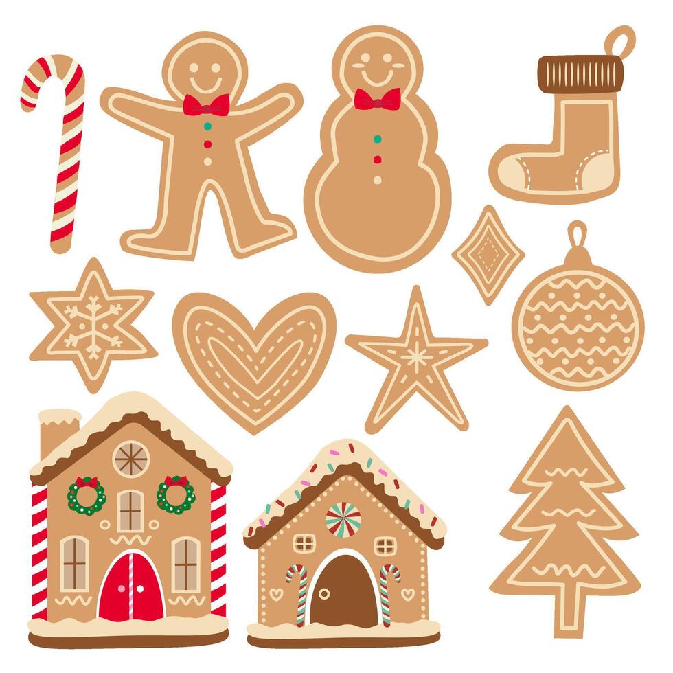 Set Element Gingerbread for Christmas theme. vector