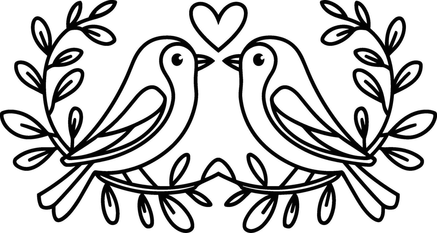 Love Birds on Branch vector