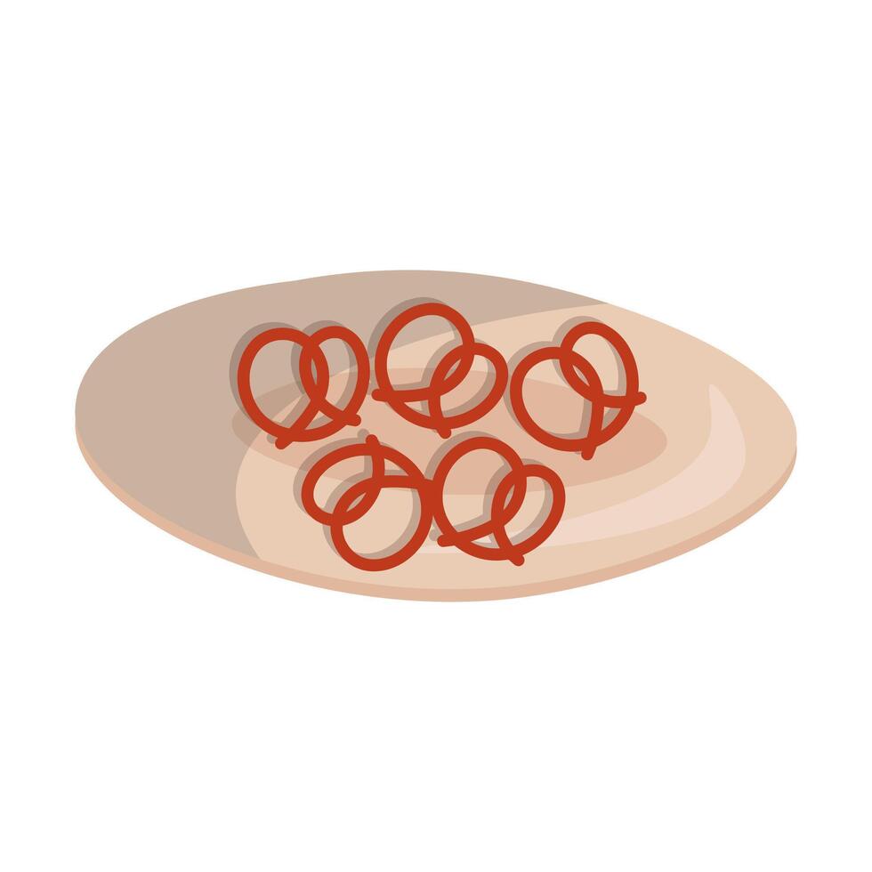 Pretzel on plate top view. Food for Oktoberfest celebration in Germany vector