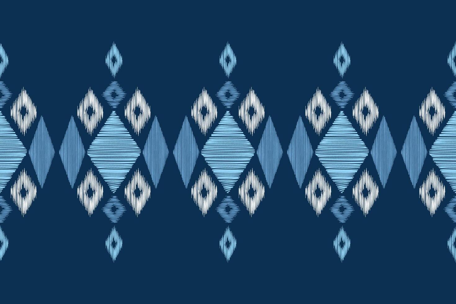 Ikat pattern geomatry design ethnic motif pattern blue color background wallpaper. vector