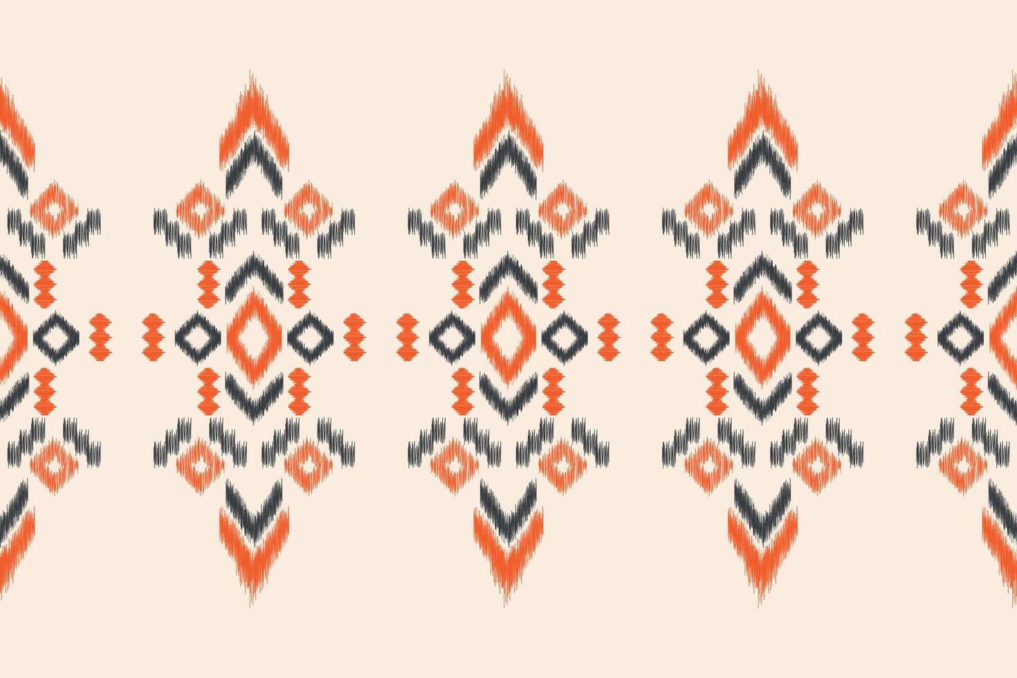 Ethnic and ikat pattern design cream color background fabric pattern decoration. vector
