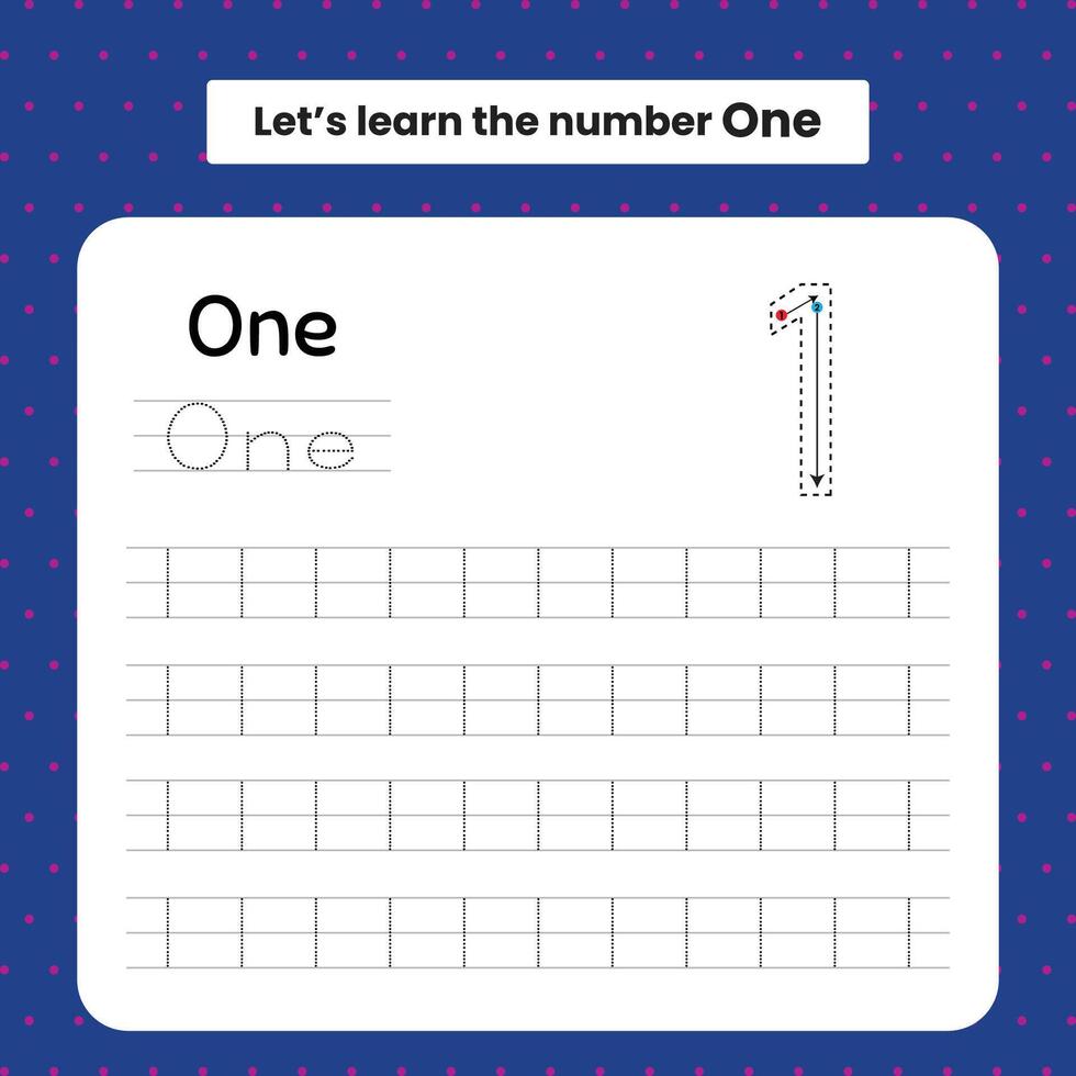 1 Numbers worksheet for kids vector
