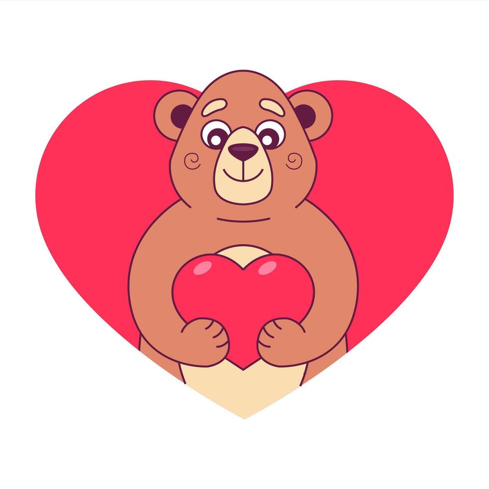 bear holds heart in paws. vector